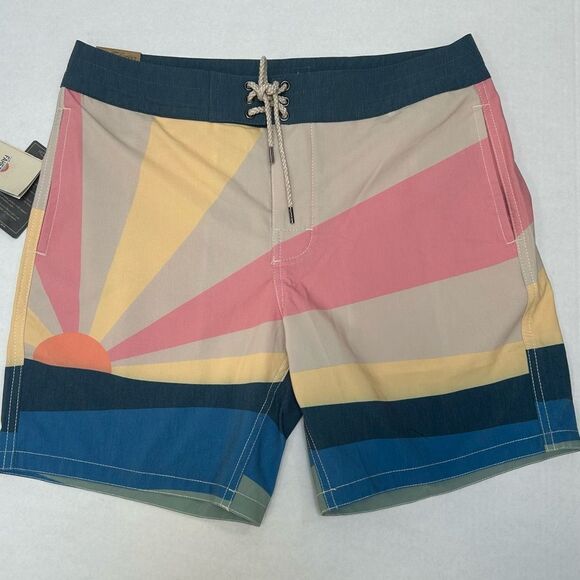 Faherty NWT Soleil Boardshort 7" Inseam Fall Sunset Unlined Drawstring size 31 - Picture 4 of 5